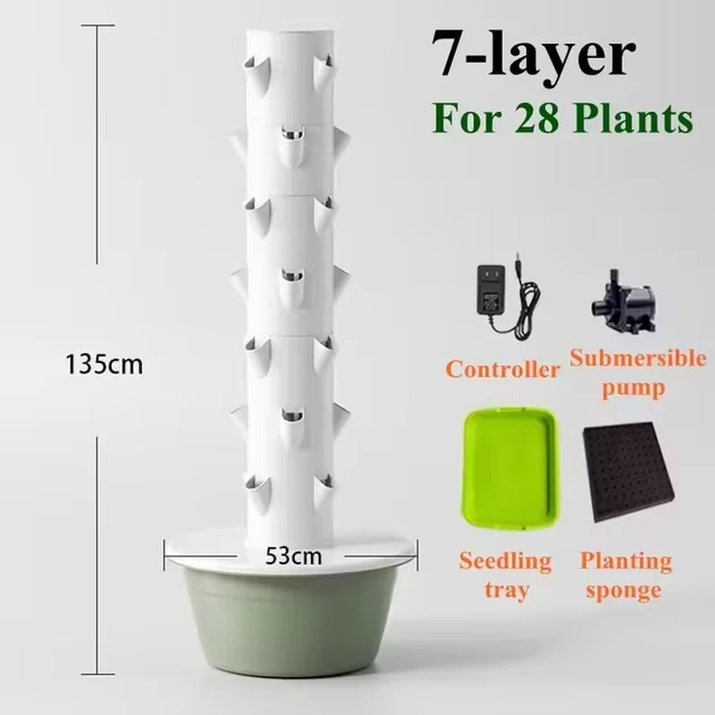 Hydroponic Growing System - Vertical Aeroponic Tower Garden for Indoor Plants, Automatic Watering, Space Saving, Ideal for Home