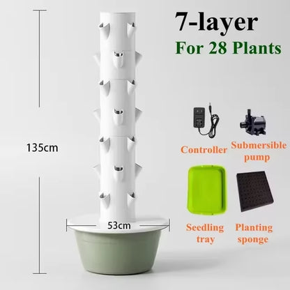 Hydroponic Growing System - Vertical Aeroponic Tower Garden for Indoor Plants, Automatic Watering, Space Saving, Ideal for Home