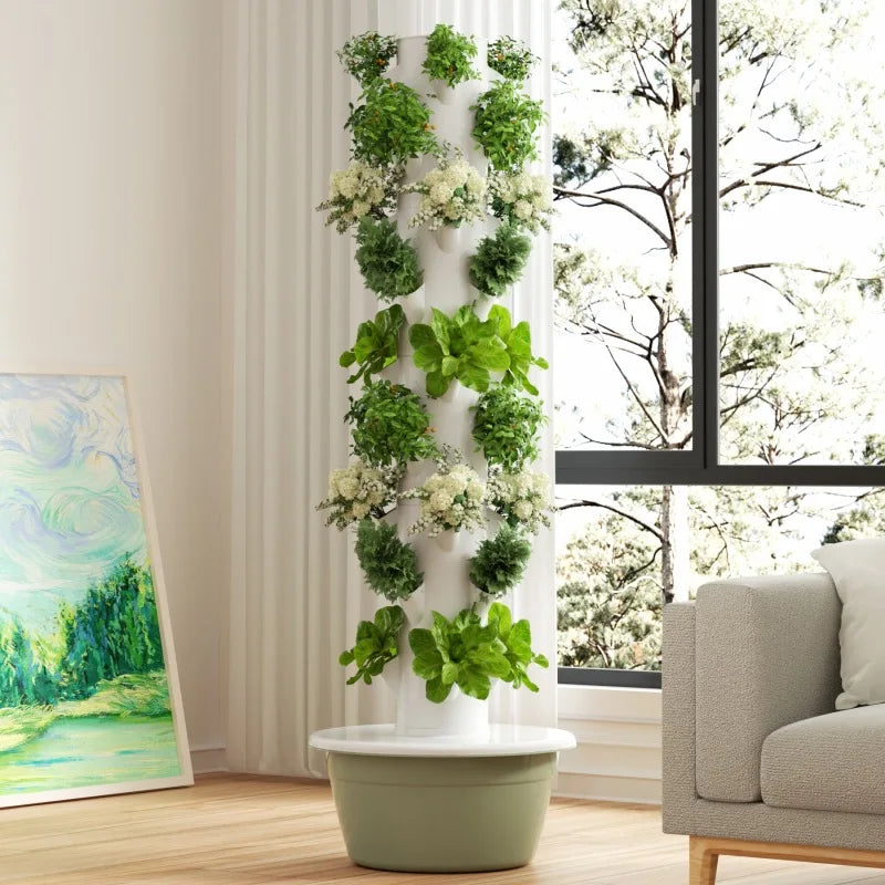 Indoor NFT Hydroponic Growing Systems Home Vertical Garden Tower Planter with Led Light