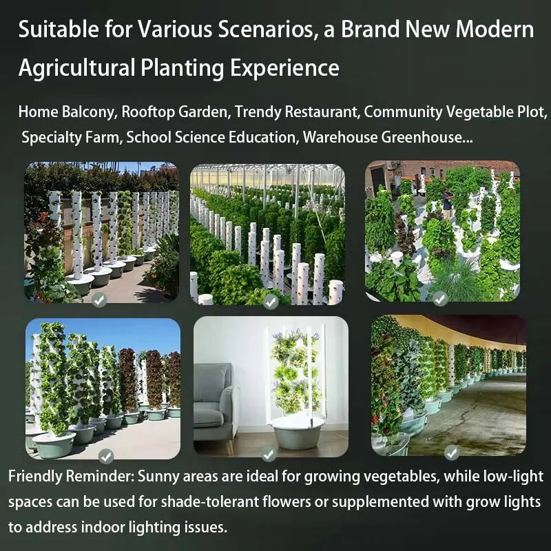 Indoor NFT Hydroponic Growing Systems Home Vertical Garden Tower Planter with Led Light