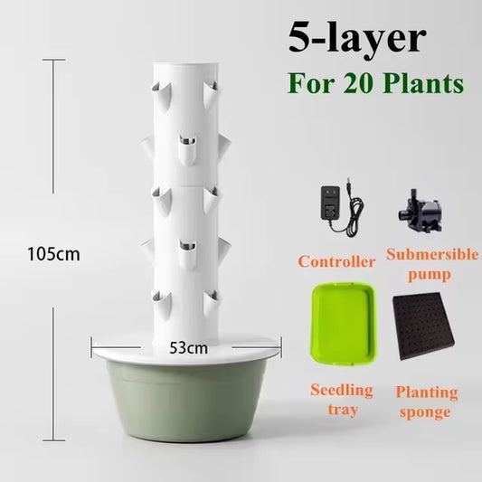 Hydroponic Growing System - Vertical Aeroponic Tower Garden for Indoor Plants, Automatic Watering, Space Saving, Ideal for Home